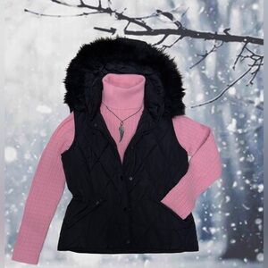 Black ZARA-TRAFALUC Quilted Puffer Vest